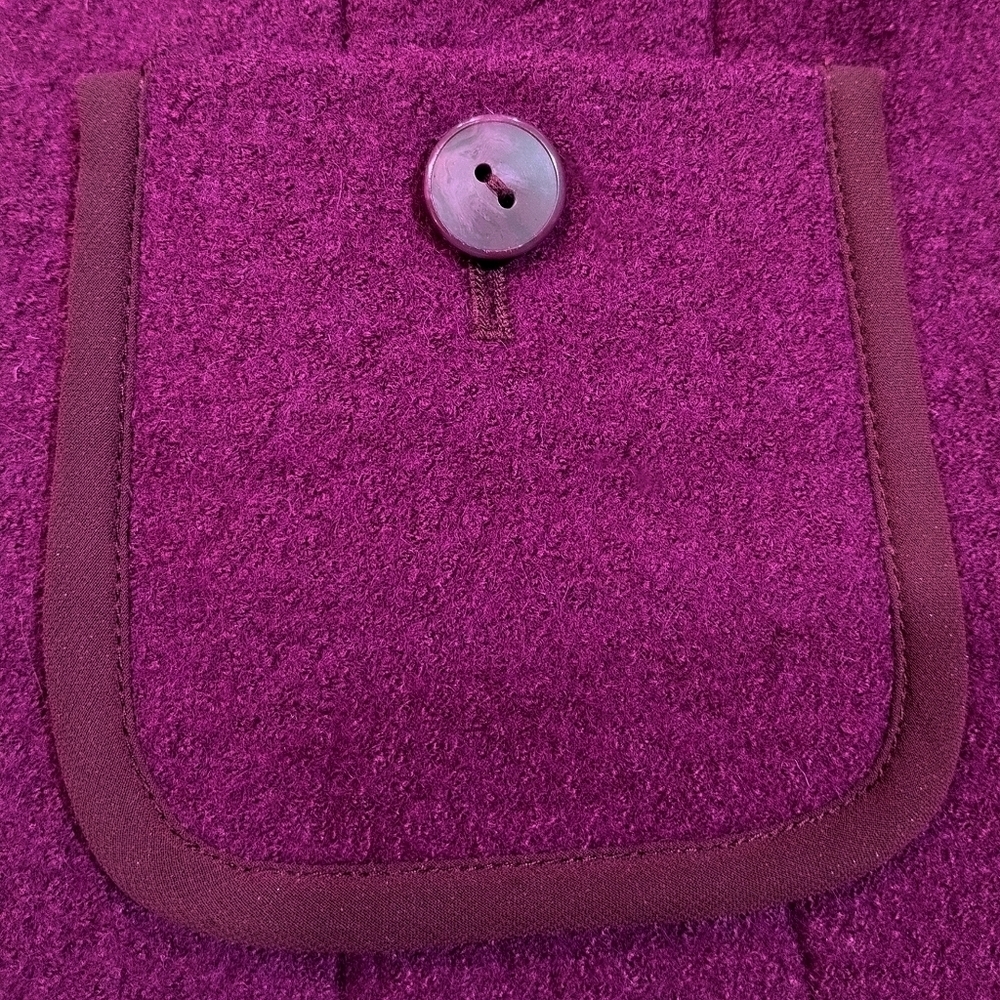Elevenses for Anthropologie Burgundy Wool Blend Peplum Jacket | Size 8 - Picture 6 of 8